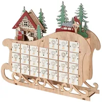 Livarno Home Weihnachts Adventskalender Holz LED Schlitten Kalender