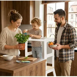 BABY VIVO Lernturm aus Holz mit Tafel  weiß