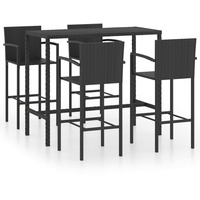 vidaXL 5-tlg. Gartenbar-Set Poly Rattan Schwarz