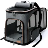 Lekesky Erweiterbar Katzenrucksack Hunderucksack für Katzen und Hunde, Faltbare Katzen Transport Rucksack, Rosa, L