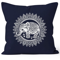 Autiga Dekokissen Kissenbezug Elefant Mandala Boho Bohamian Ethno Tribal Ornament Kissen-Hülle Deko-Kissen Autiga® blau