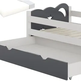 VitaliSpa Kinderbett Jessica 70 x 140 cm Spanplatte grau-weiß