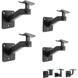 Natural Goods Berlin 4x FLEX Handlauf Halterung Metall Schwarz - Verstellbare Handlaufstütze, Geländerhalter Neigbar, Handläufe Für Treppen, Für Holz Treppengeländer, Runde Metallgeländer, Seil