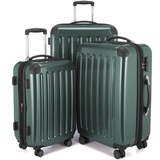 Hauptstadtkoffer - Alex - 4 Doppel-Rollen 3er Koffer-Set Trolley-Set Rollkoffer Reisekoffer, (S, M & L), Waldgrün