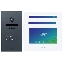 2 Draht Video Türsprechanlage für 2 Teilnehmer mit Aufzeichnungsfunktion, 7 Zoll LCD-Monitor, Nachtsichtfunktion – Anthrazit Kamera Fischauge, Full HD