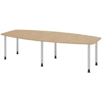 Bümö Konferenztisch Eiche, Silber, Meetingtisch für 10 Personen,