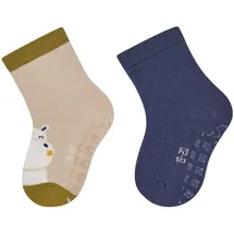 Sterntaler ABS Socken Doppelpack Hippo – Baby- und Kinder ABS Socken im Doppelpack mit Hippo- und Rippen-Motiv, rutschfest, Beige, Größe 24 - 24