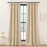 KGORGE Thermovorhang Kräuselband Blickdicht Wohnzimmer 2er Set 260 x 140 cm(HxB) Gardinen für Schienensystem Verdunklungsvorhänge Thermo Vorhang, Biscotti Beige