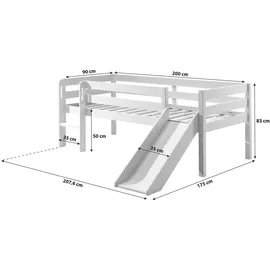 Vipack Spielbett Pino 90 x 200 cm Kiefer massiv lackiert weiß