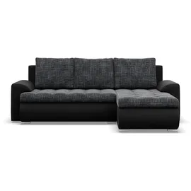 mebligo Eckcouch 3-Sitzer Textil Schwarz