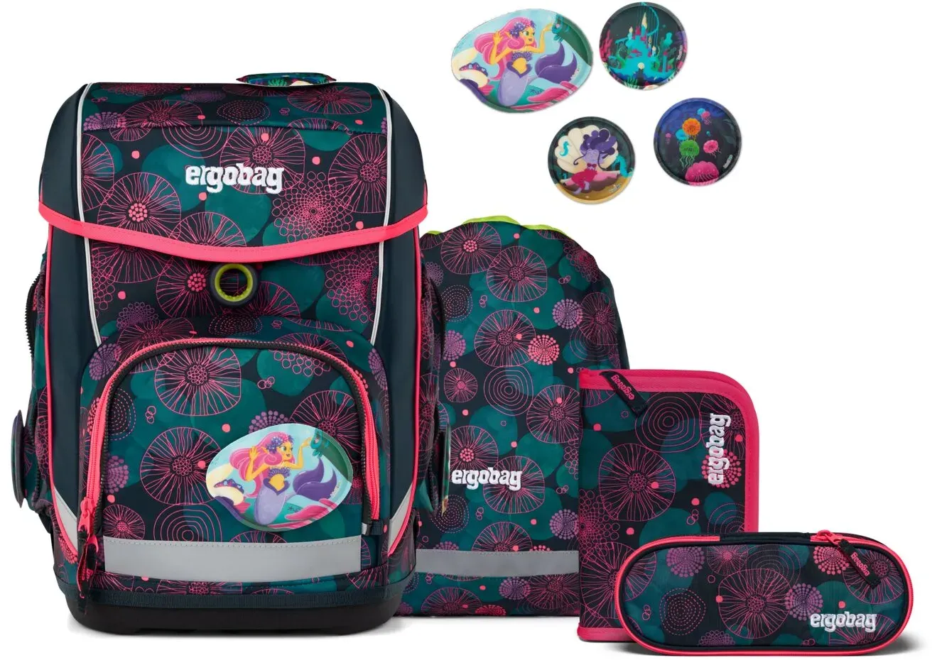 ergobag cubo 5-teiliges Schulrucksack-Set 2025 KorallBär