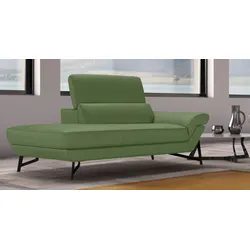 Ottomane EGOITALIANO "Narcisa, Designsofa", grün (sprite), B:174cm H:96cm T:110cm, Leder CAREZZA (echtes Rindsleder) ist ein Naturleder, dass die ursprünglichen Eigenschaften der Haut nicht verändert. Das Vorhandensein von verheilten Narben, Körnungsunterschiede, Falten, Adern, Unterschiede in den Farbtönen und andere Spuren, die die Natur auf diesen Fellen hinterlassen hat, sind ein Beweis für die absolute Echtheit und das Zeugnis ihres großen Wertes., Sofas, mit verstellbarer Kopfstütze, Solitärmöbel als Blickfang