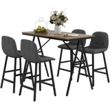Homcom Bartisch mit Barhocker Set, 5-teilige Essgruppe, Küchentisch, Bistrotisch mit 4 Stühlen, Bartisch Set für Küche, Wohnzimmer, Stahl, Dunkelgrau, 120 x