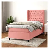 Lattenrost mit Matratze, Rosa, 90 x 190 cm, Velours, Plattform, mit Lattenhalter, einfache Montage, für Schlafzimmer, Erwachsene