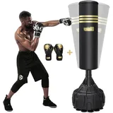 Dripex 165cm Freistehender Boxsack Standboxsäcke, MMA Boxpartner Boxing Trainer Heavy Duty Punchingsäcke Boxsack mit 12 Saugnäpfen und Handschuhen