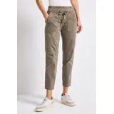 STREET ONE Cordhose STREET ONE, Damen, Gr. 42, Länge 28, braun (bark braun), Web, 98% Baumwolle, 2% Elasthan, unifarben, loose fit knöchelfrei, Hosen Cordhose, Middle Waist