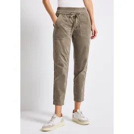 STREET ONE Cordhose STREET ONE, Damen, Gr. 42, Länge 28, braun (bark braun), Web, 98% Baumwolle, 2% Elasthan, unifarben, loose fit knöchelfrei, Hosen Cordhose, Middle Waist