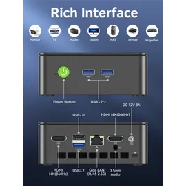gmktec Mini-PC G3S Intel N95 4K Ultra HD 16 GB RAM 512 GB SSD Intel UHD Graphics Windows 11 Pro