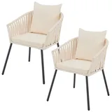 Juskys Rope Stühle 2er Set mit Sitz und Rückenkissen Beige