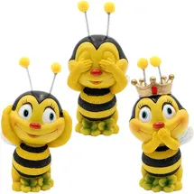 Dekohelden24 Dekofigur Bienen 3er Set, Motiv: Nicht sehen, Nicht hören, Nicht sprechen, Gartendeko, Polyresin, Größe: L/B/H 5 x 6 x 12 cm