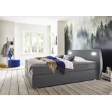 Atlantic Home Collection Boxspringbett inklusive LED Beleuchtung und Topper, Dunkelgrau, 160x200 cm