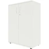 fm Büromöbel Flügeltürenschrank abschließbar für 3 Ordnerhöhen Breite 80 cm weiß, 80x111.5x44.2 cm