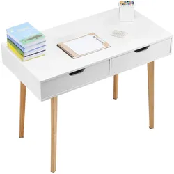 VEVOR Kleiner Schreibtisch mit Schublade Arbeitsschreibtisch Holz Weiß + Holz