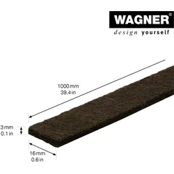 WAGNER Filzrolle 100 x 1,6 x 0,3 cm, selbstklebend , für Selbstzuschnitt, mit Gleitfunktion und Kratzschutz - 20079699
