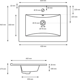 luxebath Waschtisch 61 x 46,5 cm