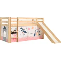 Vipack Spielbett »Pino, Kiefer massiv, mit Rolllattenrost u. Textil-Set, Made in Europe«, (B/H/T ca. 210x114x218cm, mit Absturzschutz, Leiter und Rutsche), verschiedene Textil-Designs und Holzfarben zur Wahl