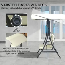 Outsunny Hollywoodschaukel Cremeweiß 2-Sitzer