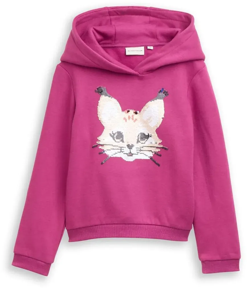 TOM TAILOR Mädchen Hoodie Sweatshirt mit Wendepailletten, rosa, Uni, Gr. 92/98