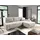 Fun Möbel Ecksofa Sofa mit Schlaffunktion VOGAR Stoff Poso Creme Ottomane Rechts - Weiß