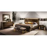 Xlmoebel Schlafzimmer-Set Elegantes Bett mit Nachttischen in hochwertigem Design, (4-tlg., Nur Bett + 2x Nachttische + Kommode), Hergestellt in Europa braun