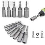 12 Stück Steckschlüssel, 6-19mm Stecknuss Adpater Nuss Set, lang sechskant bit stecknüsse, 1/4" Sechskant Stecknuss Set Verarbeitungstiefe 34mm für Schrauber Anschrauben Schraubenschlüssel