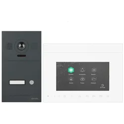 2 Draht Video Türsprechanlage für 1 Teilnehmer mit Aufzeichnungsfunktion, 7 Zoll LCD-Monitor, Nachtsichtfunktion – Anthrazit Kamera 2x 7 Zoll Monitor