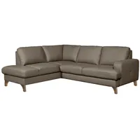Ecksofa Fargo Leder Grau Schlamm