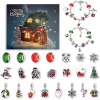 DIY 24 Tage Weihnachts-Countdown-Kalender-Armbänder-Set, 24 Stücke Weihnachten Schmuck Adventskalender Armband, Schmuckbastelsets Charm Armband Bastelset Geschenke für Mädchen DIY Schmuck (Snowman)