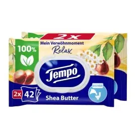TENA Tempo Sheabutter Feuchte Toilettentücher 2 x 42 Tücher