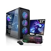 SYSTEMTREFF Basic Gaming Komplett PC Set AMD Ryzen 7 5700G 8x4.6GHz | AMD Radeon RX Vega 8 4K HDMI DX12 | 1TB M.2 NVMe | 16GB DDR4 RAM | WLAN Desktop Paket Computer für Gamer, Gaming