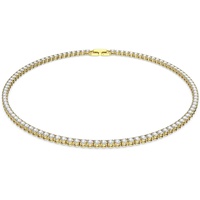 Swarovski Tennis Deluxe Halskette, Rund, Weiss, Goldlegierungsschicht