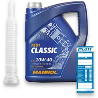 5L Mannol Classic 10W-40 Motoröl passend für VW 502.00 505.00 MB 229.1 + Auslaufschlauch