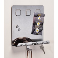 Schlüsselleiste Edelstahl mit Magnetwand Zusatzablage 6 Haken Schlüsselboard Schlüsselbrett NEU