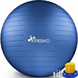 TRESKO Gymnastikball Anti-Burst, groß, Ø 55cm, mit Pumpe, indigoblau