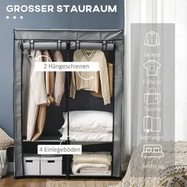 Homcom Kleiderschrank Stoffschrank mit Kleiderstangen, 4 Fächern,