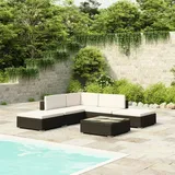 vidaXL Garten-Lounge-Set mit Auflagen schwarz/weiß