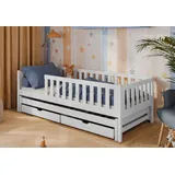 Kids Collective Kinderbett 90x200 mit Ausziehbett und zwei Schubladen, Rausfallschutz und Lattenrost, Kinder Bett | weitere Größen: 80x160, 80x180, 90x190cm | 90x200cm: von 4. bis 18. Lebensjahr, Weiß