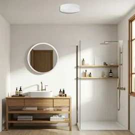 stolarnia pika Spiegel Rund Holz Weiß - Wandspiegel mit Holzrahmen (∅47 cm) - Runder Badspiegel für Badezimmer, Flur, Wohnzimmer, Schlafzimmer ... - Braun