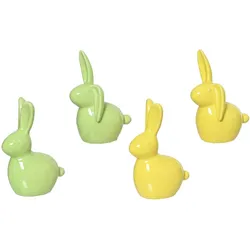 Decoris 1 Dekofigur Osterhase 11,8cm Porzellan Dekohase Osterdeko Tischdeko Ostern Frühlingsdeko Osterschmuck Hase Figur Geschenk Gelb Grün
