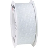 Präsent Geschenkband ORIENT TÜLL MIT PUNKTEN matt und transparent weiß 40 mm x 25 m